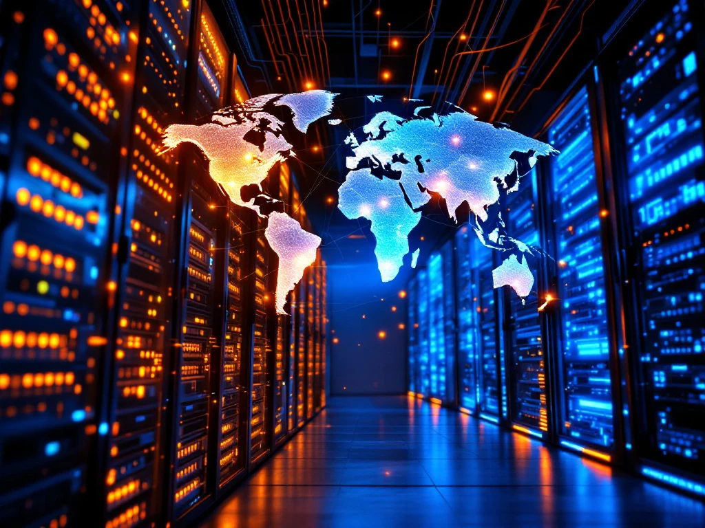 全球数据中心与网络连接示意图